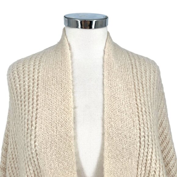 Dreamers Chunky Open Front Knit Cardigan Sweater Cream Size Medium - Picture 2 of 10